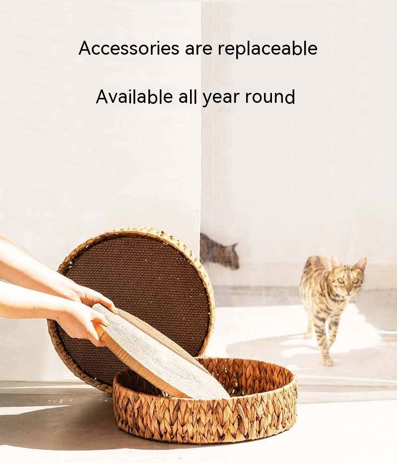 Cat Scratch Board, Winter Rattan Warm Cat Bed.
