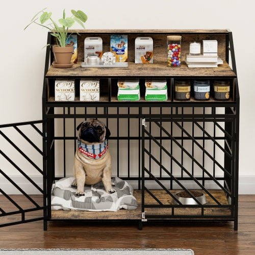 Bamboo Elevated Dog House With Shelf.