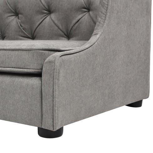 Tufted Wingback Pet Sofa Bed, Medium, Uptown Gray.
