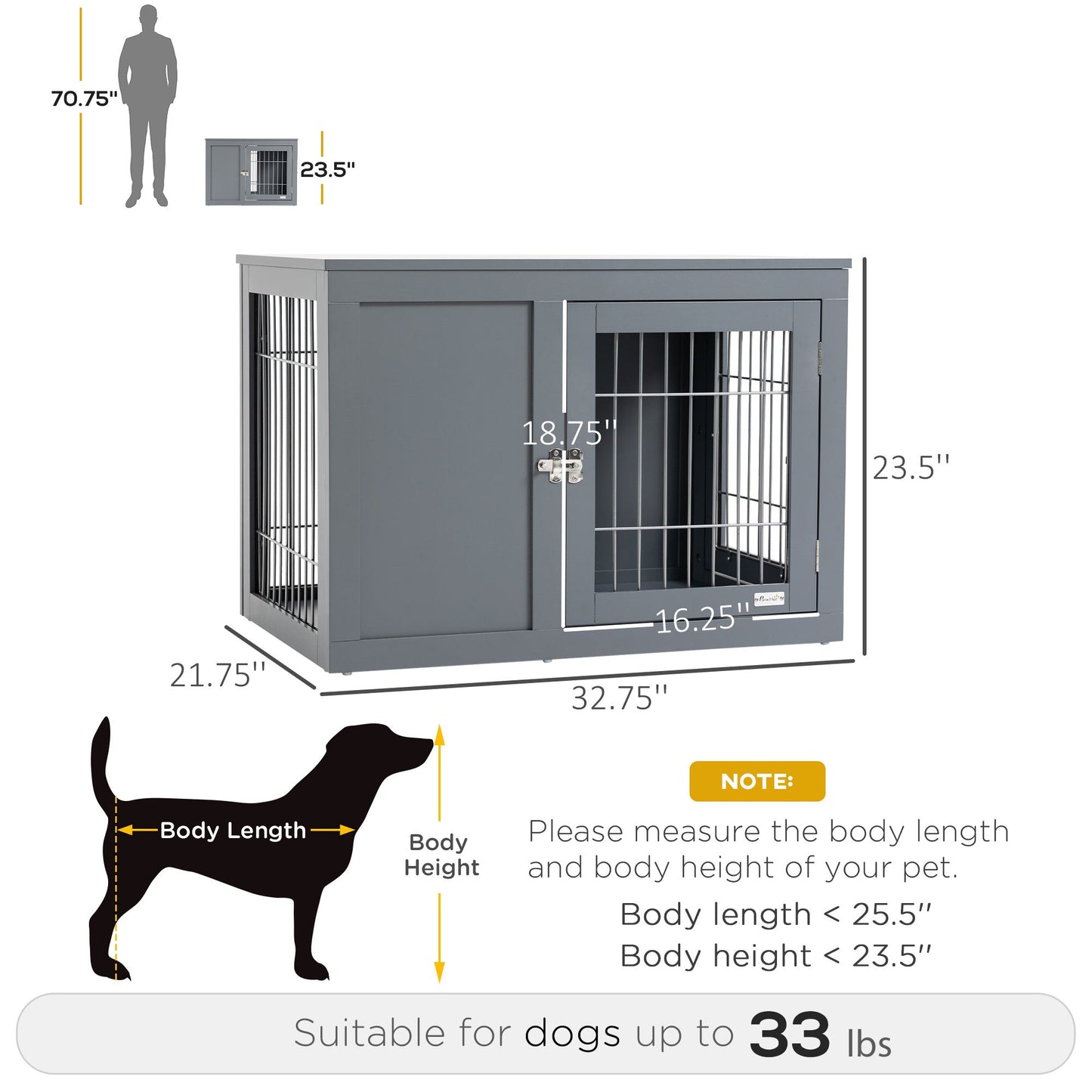 Metal Indoor Dog Cage, Double Door End Table.