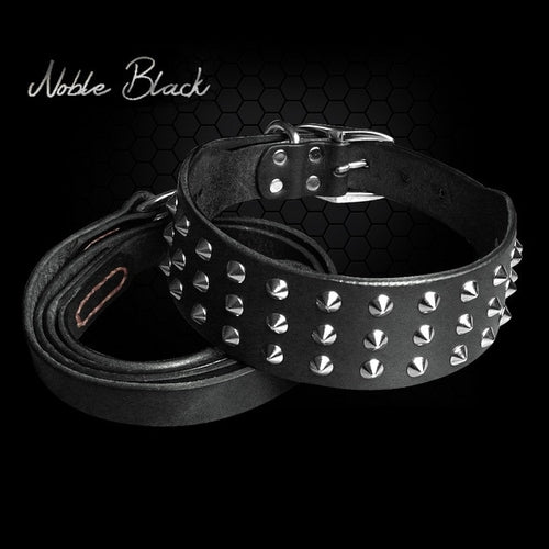 Cool Studded Genuine Leather Pet Dog Collars Leash.