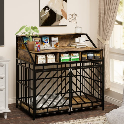 Bamboo Elevated Dog House With Shelf.