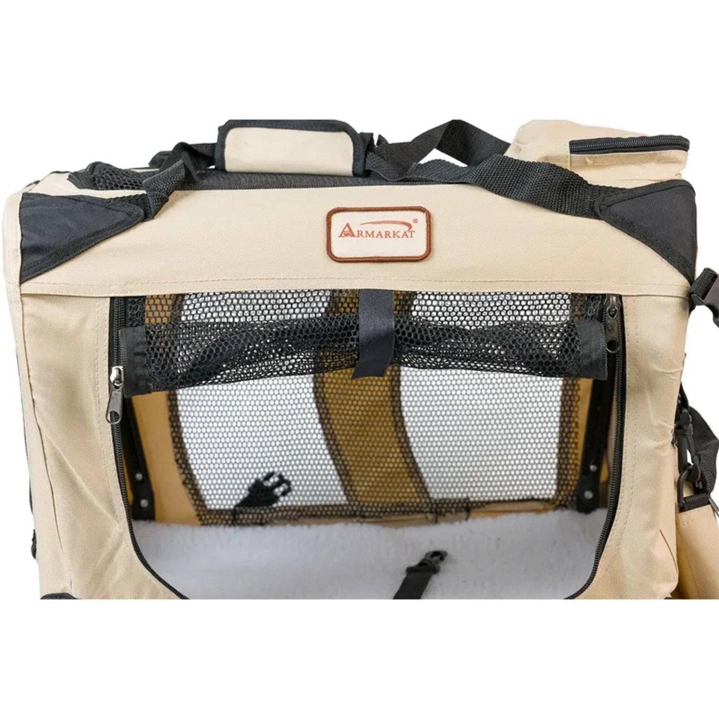 Folding Soft Dog Crate Pet Travel Carrier - Beige.