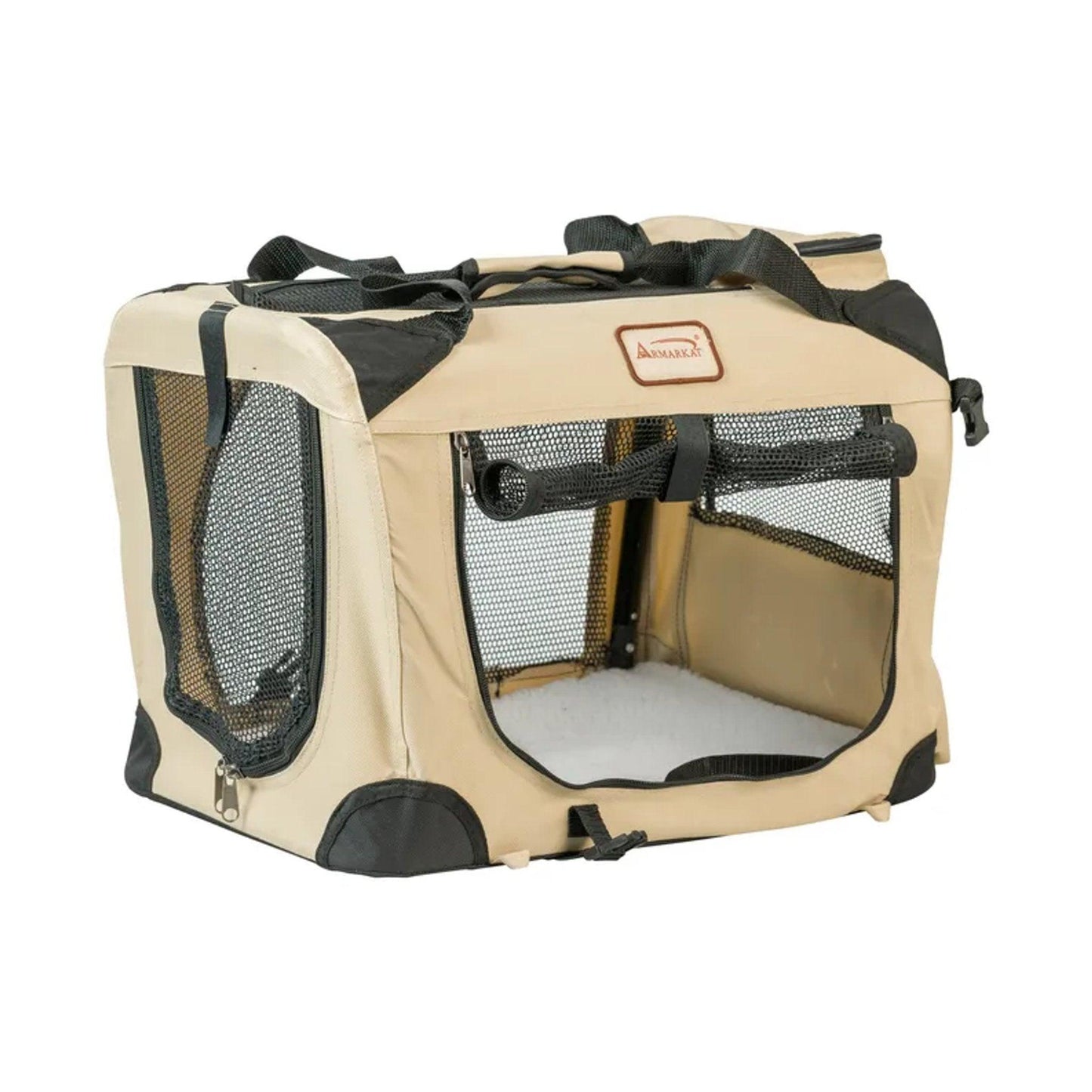 Folding Soft Dog Crate Pet Travel Carrier - Beige.