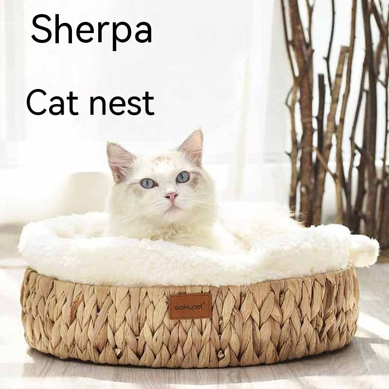 Cat Scratch Board, Winter Rattan Warm Cat Bed.