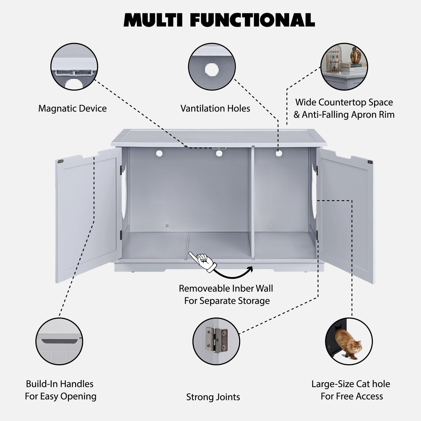 X-Large Cat Litter Box Enclosed Furniture.