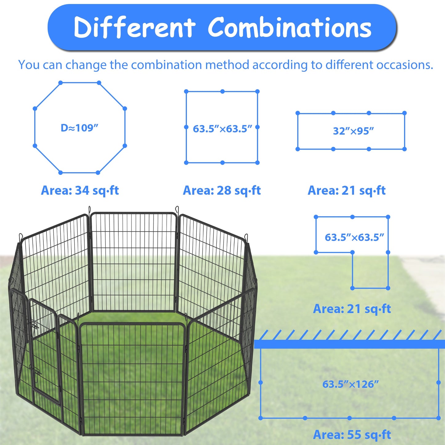 Dog Pens Outdoor 32" Height Foldable24 Panels.