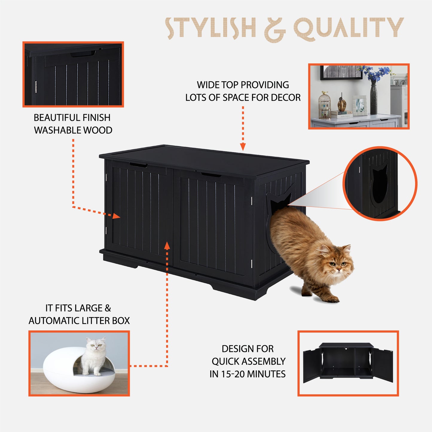 X-Large Cat Litter Box Enclosed Furniture.