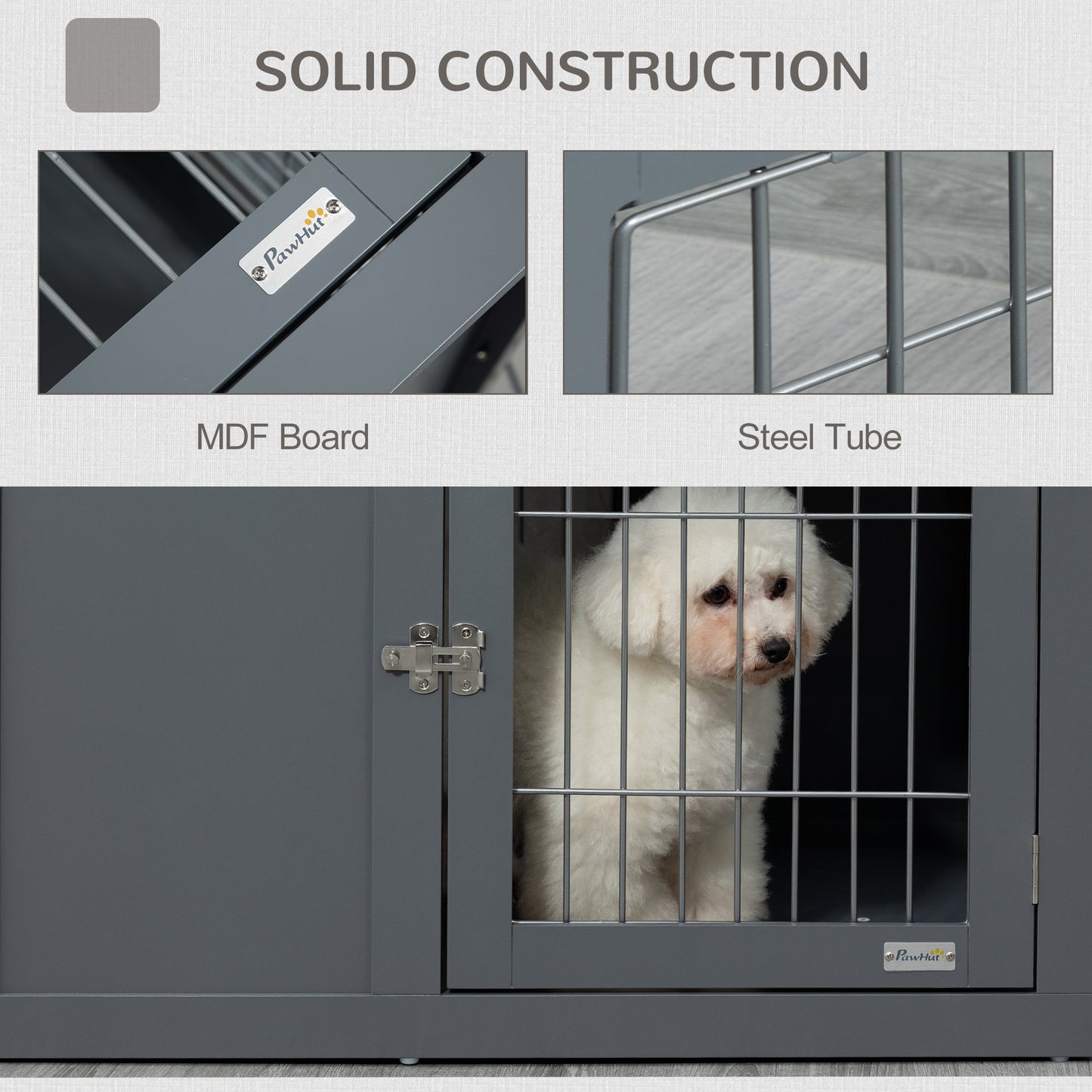 Metal Indoor Dog Cage, Double Door End Table.
