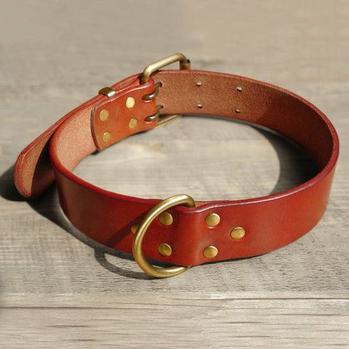 Durable Leather Dog Collar and Leash Genuine Leather Dogs Collar Pet.