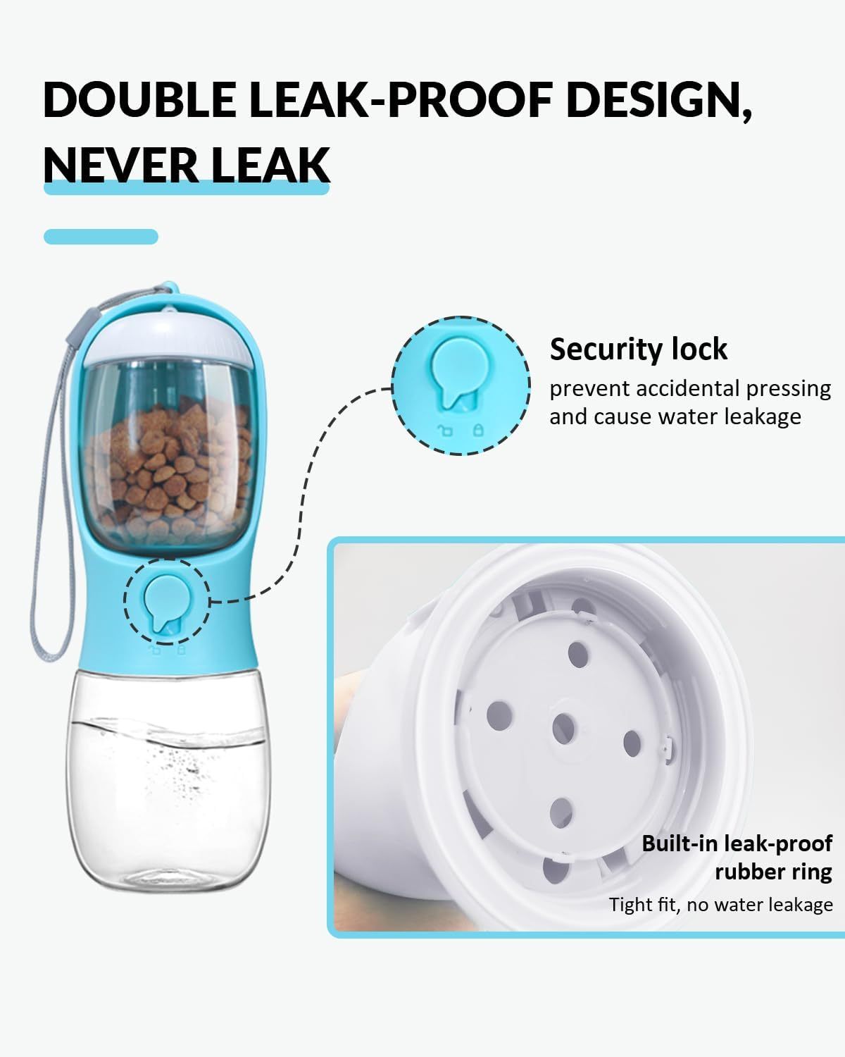Water Bowl/Food Container Portable Pet Dispenser.