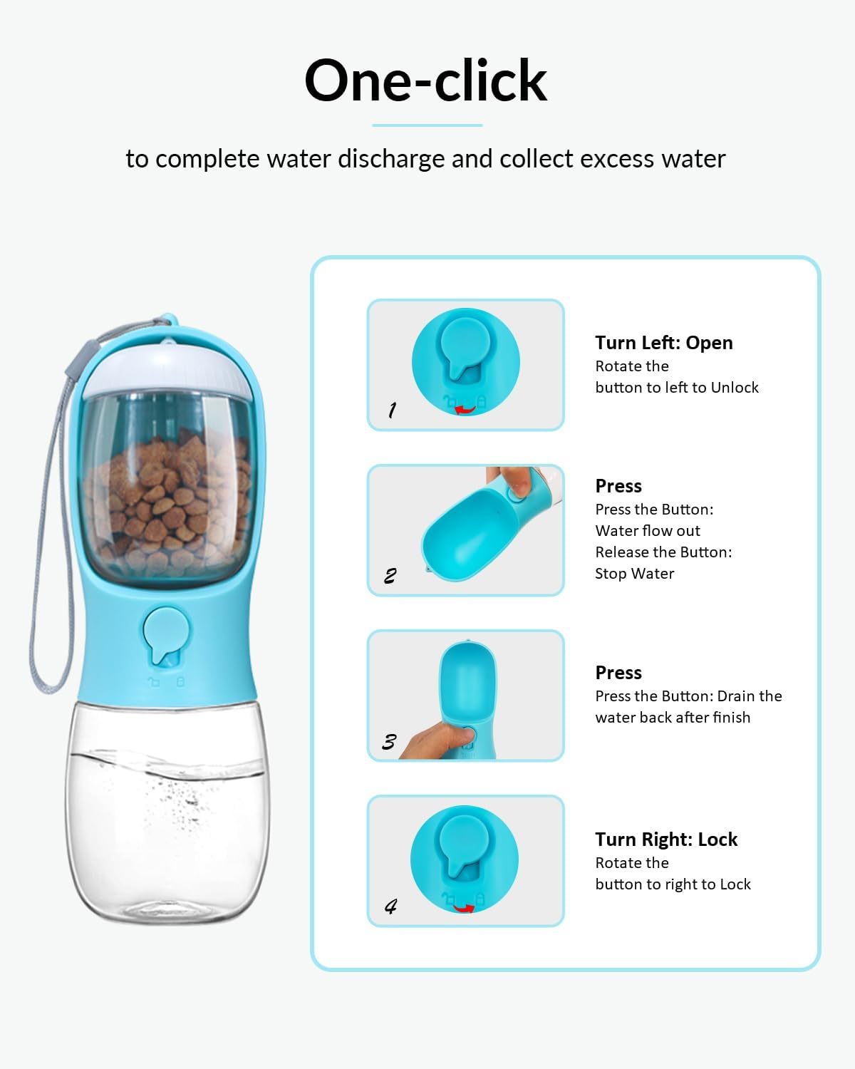 Water Bowl/Food Container Portable Pet Dispenser.