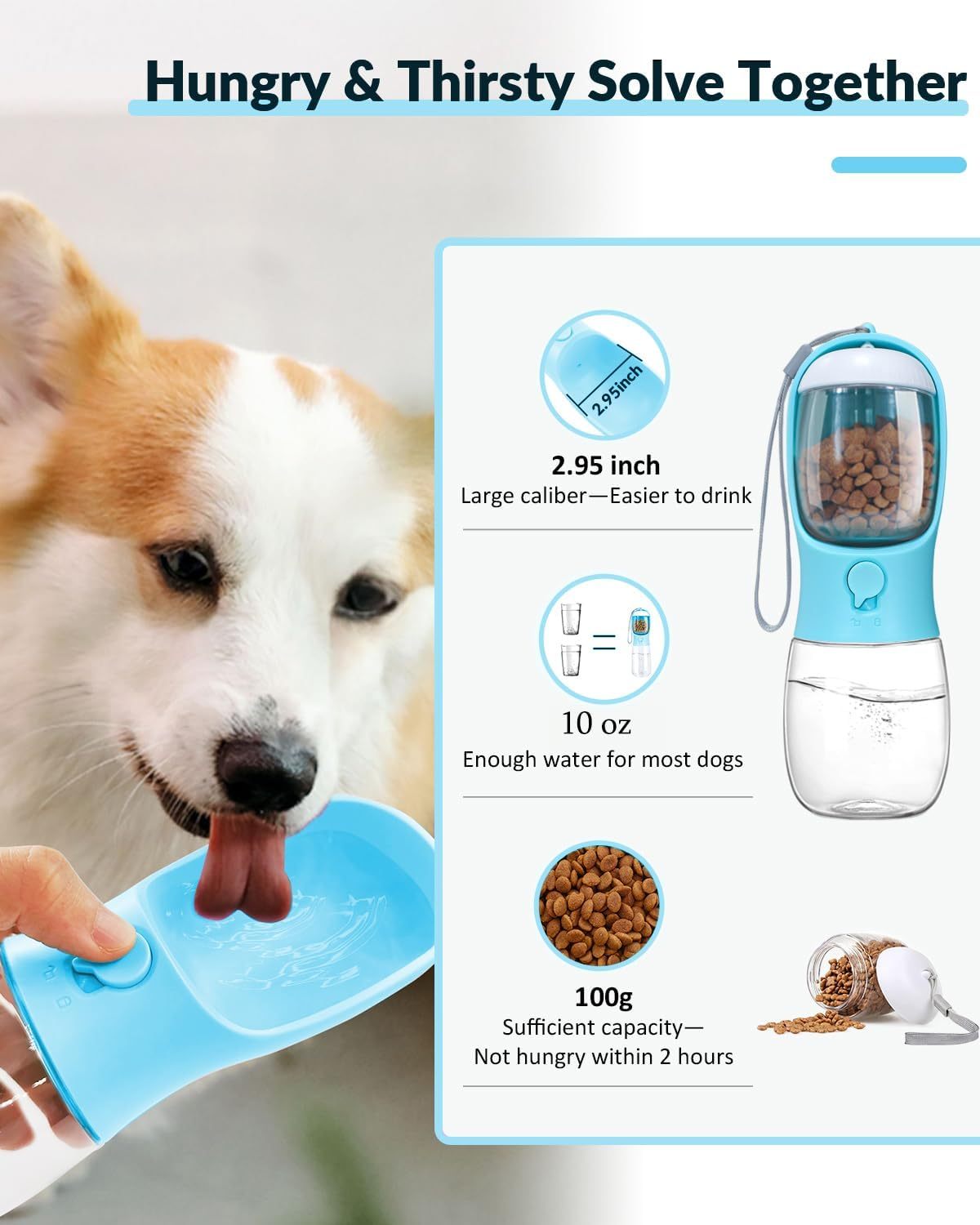 Water Bowl/Food Container Portable Pet Dispenser.