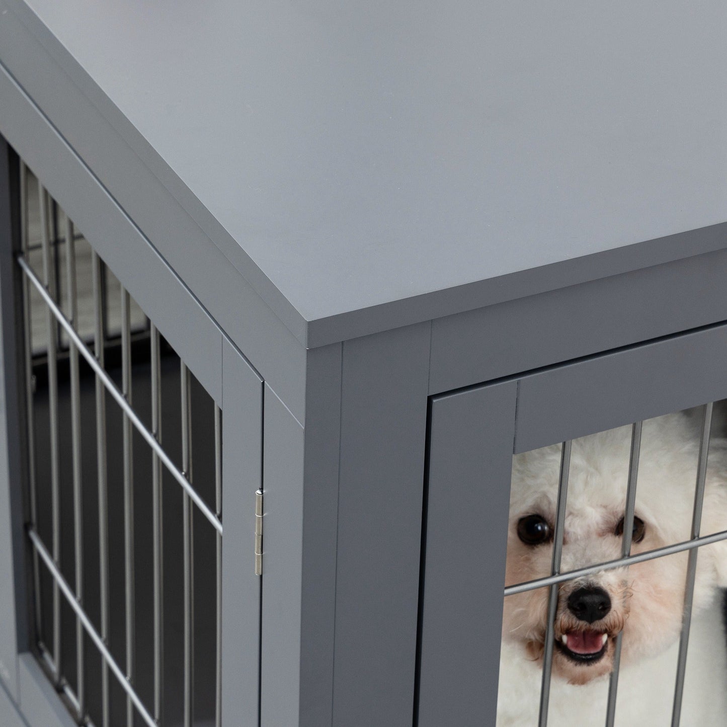 Metal Indoor Dog Cage, Double Door End Table.