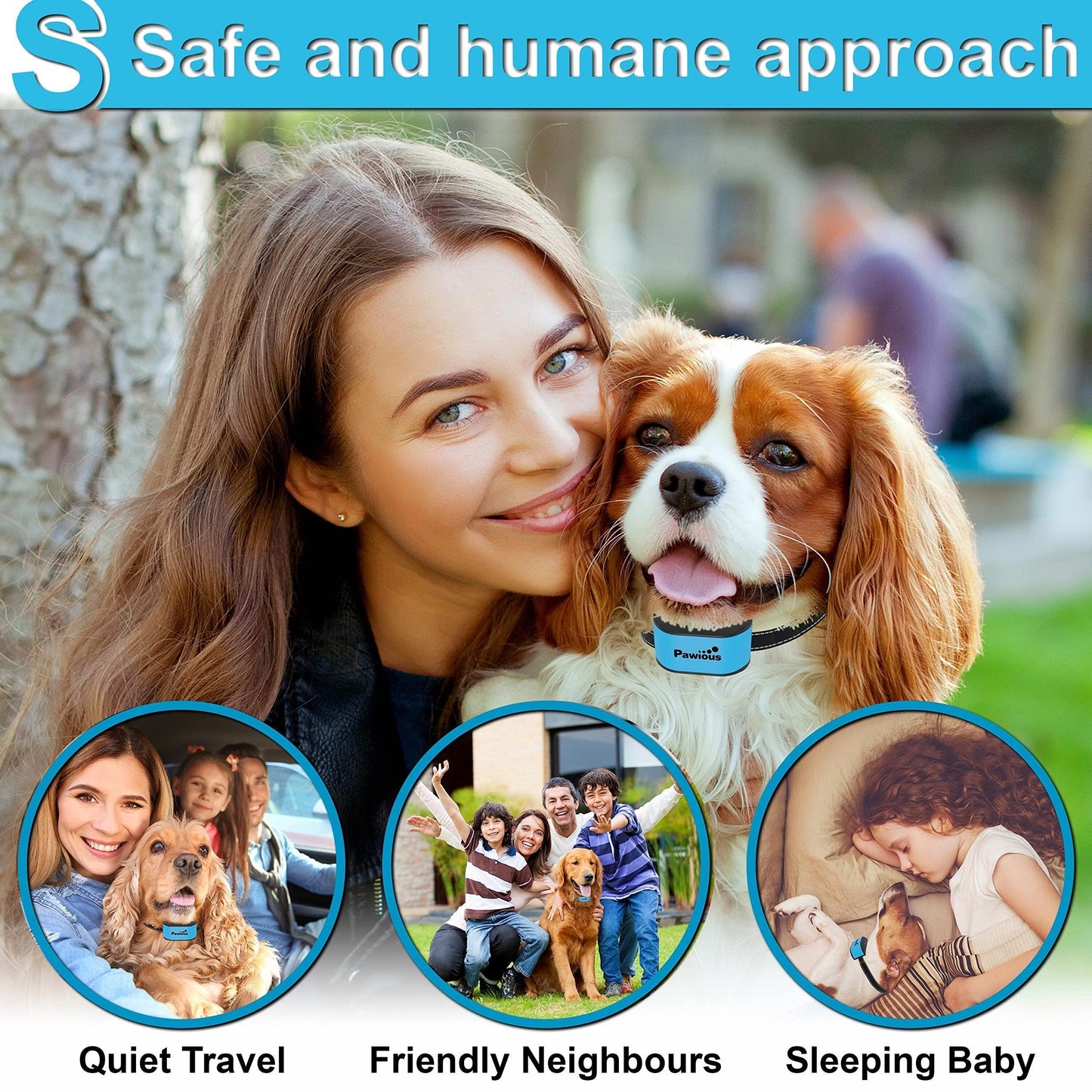 Small Dog Bark Collar. No Shock Rechargeable Anti Barking.
