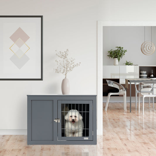 Metal Indoor Dog Cage, Double Door End Table.