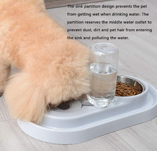 Stainless Steel Pet Bowls with Automatic Water Bottle.