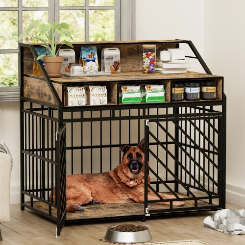 Bamboo Elevated Dog House With Shelf.