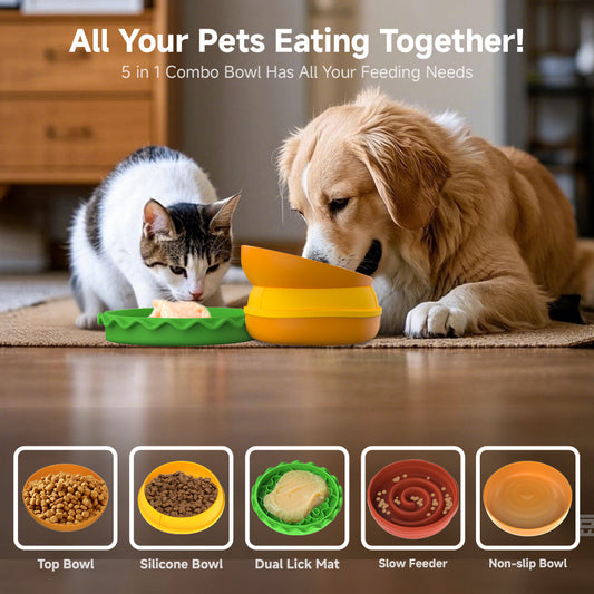 Pet Multi-Functional Five-In-One Bowl.