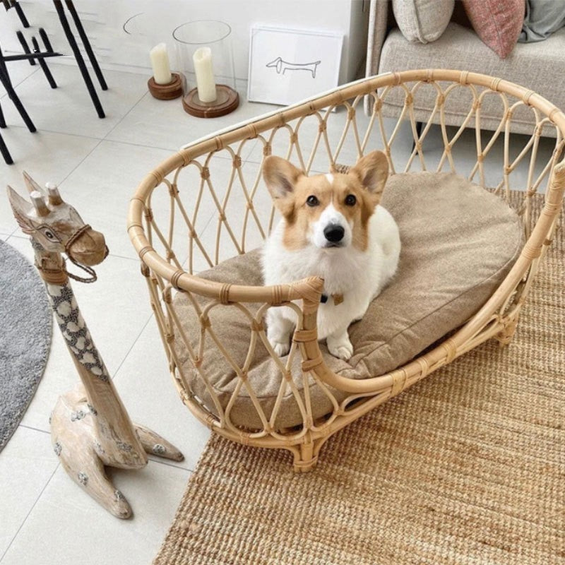 Dog/Cat Handmade Rattan Woven Bed/Sofa.