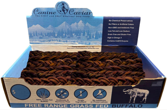 Canine Caviar 6" Premium Braided Buffalo Treats.