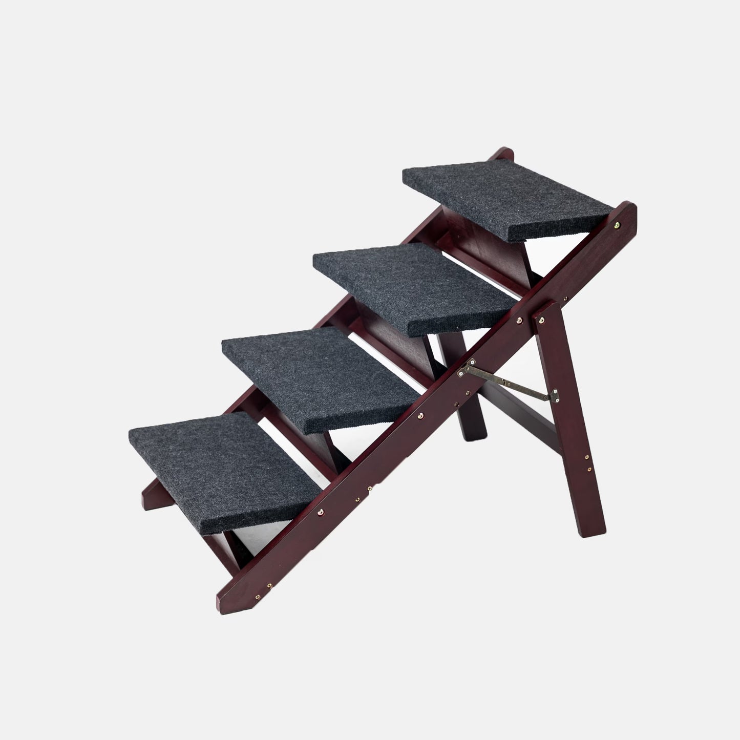 Wooden Dog Stairs Steps - Foldable 4 Levels Pet Stairs & Ramp Perfect For Dog/Cats.
