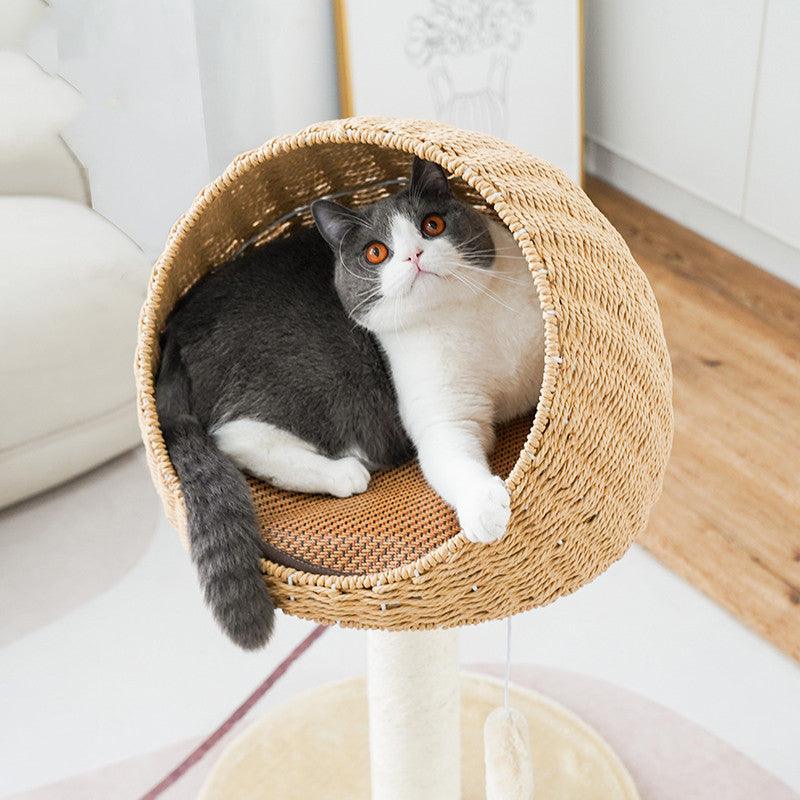 Rustic Rattan Haven - Cat Climbing Rack/Tree/Nest.