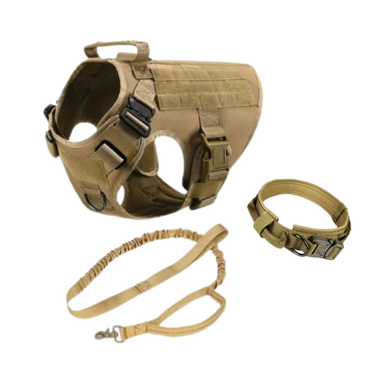 Military Dog Tactical Harness, Collar, and Leash Gear. (Complete Set).