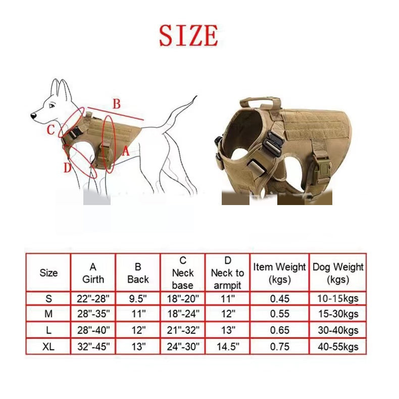 Military Dog Tactical Harness, Collar, and Leash Gear. (Complete Set).