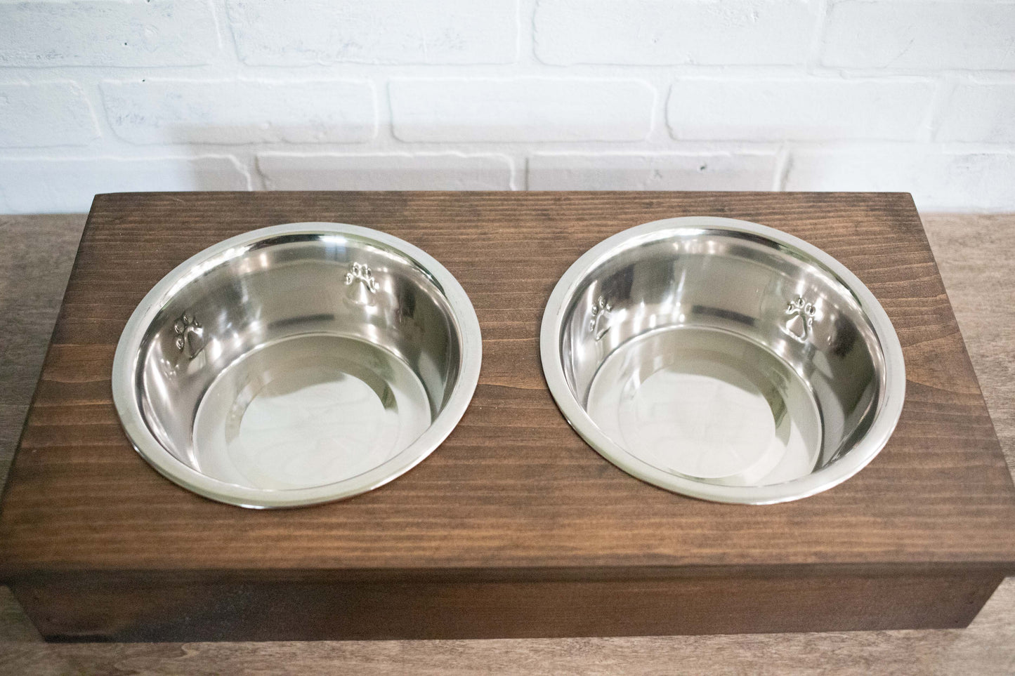 Wooden Pet Feeder with Stainless Steel Bowls,  Raised Dog Food Stand.